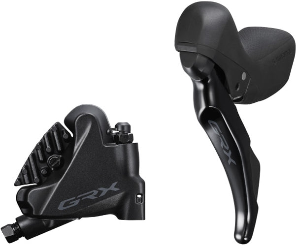 Shimano ST-RX400 GRX 2-speed STI bled with BR-RX400 flat mount calliper, left rear